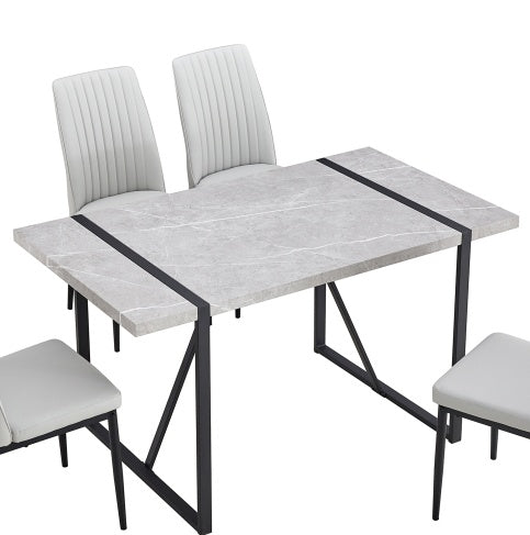 Table de salle à manger moderne, table de cuisine de 140 cm pour 4 personnes, table rectangulaire pour salle à manger, bureau, salon, montage facile.