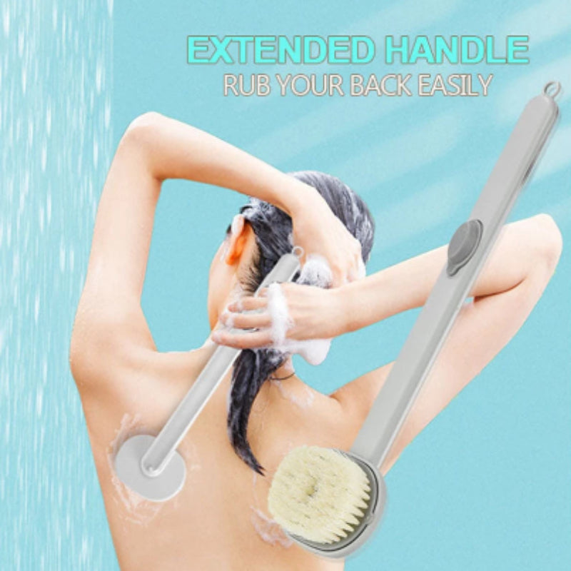 Brosse de bain liquide à long manche pour massage exfoliant