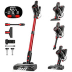 Aspirateur sans fil 33 kPa pour la maison, 8 en 1, anti-emmêlement, avec affichage LED, 3 modes d'aspiration, léger, pour sols durs, moquettes et poils d'animaux