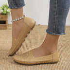 Chaussures décontractées pour femmes en gommino, couleur unie, cousues à la main