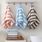 Serviette de bain rayée en microfibre polaire corail 35 x 75 cm