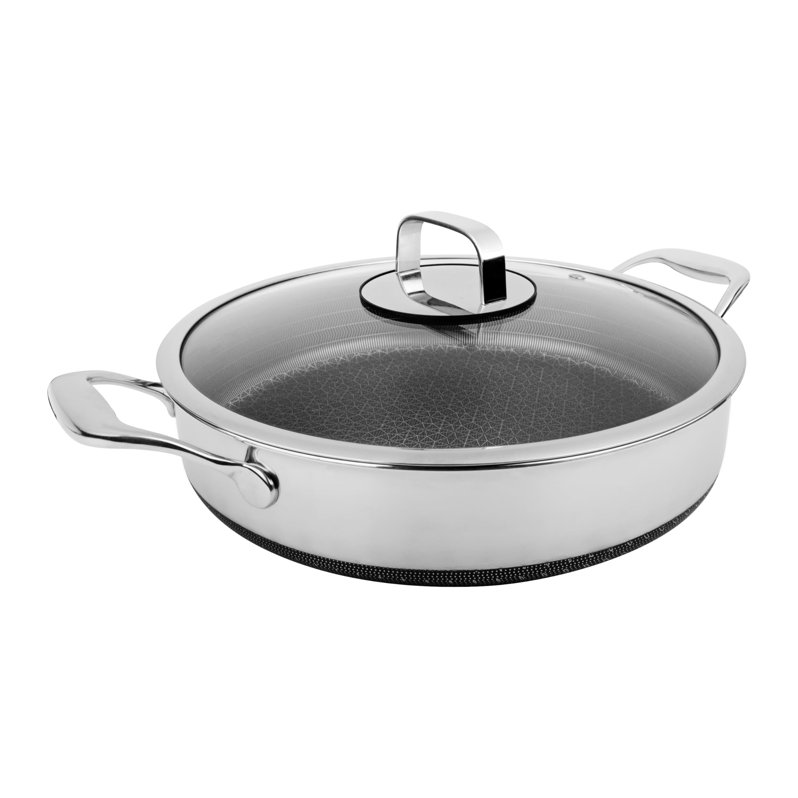 Poêle à frire antiadhésive hybride LIVWELL DiamondClad 5 pintes - Idée cadeau pour la maison et la cuisine - Ensemble d'ustensiles de cuisine hybrides - Sauteuse en acier inoxydable avec couvercle - Poêle à frire antiadhésive avec couvercle - Poêle à frir