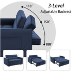 Canapé-lit bleu élégant avec revêtement en polyester tissé et structure en bois massif