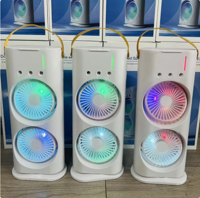 Ventilateur de refroidissement par pulvérisation rechargeable USB à double tête et trois trous