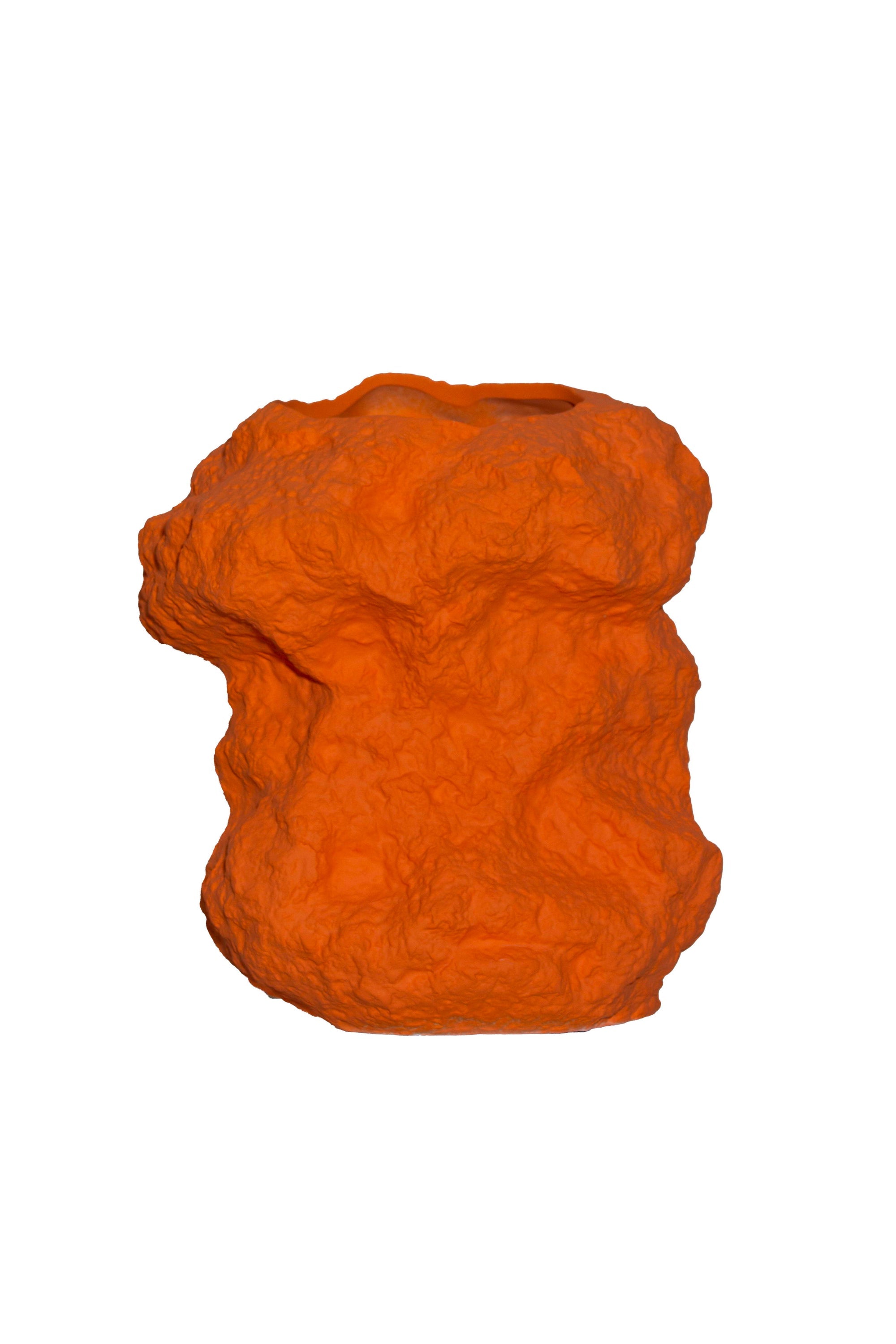 Vase moderne en céramique orange, imitant la pierre, CHU32OR