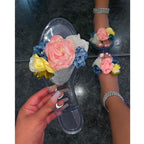 Pantoufles de plage d'été 2021 à fleurs transparentes pour femmes