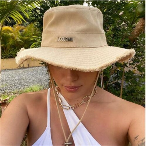 Chapeau d'été de luxe pour femme en coton kaki, grande casquette
