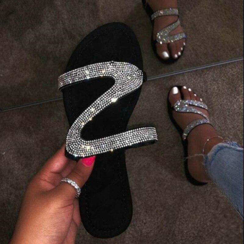 Sandales Bling Bling Slides pour femmes, collection été 2021, idéales pour la plage.