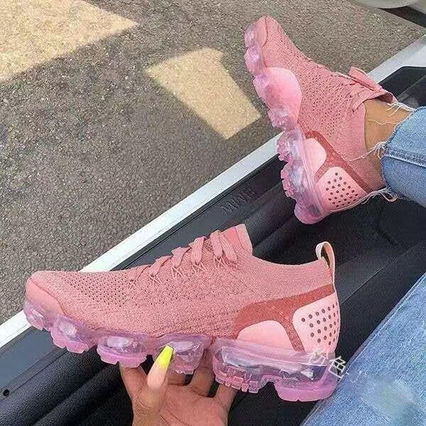 Baskets violettes 2021 pour femmes, chaussures décontractées en maille avec coussin d'air, plates