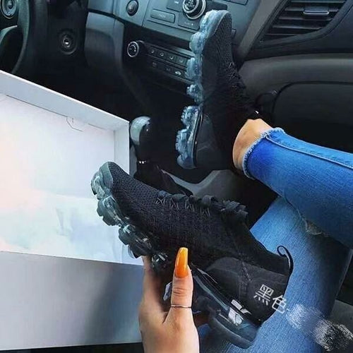 Baskets violettes 2021 pour femmes, chaussures décontractées en maille avec coussin d'air, plates