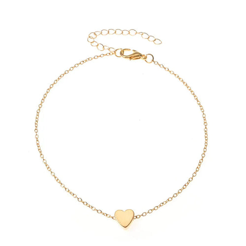 Bracelet de cheville tendance à perles multicouches en forme de cœur pour l'été, style bohème vintage.