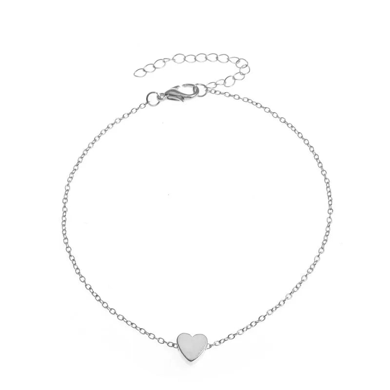 Bracelet de cheville tendance à perles multicouches en forme de cœur pour l'été, style bohème vintage.
