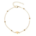 Bracelet de cheville tendance à perles multicouches en forme de cœur pour l'été, style bohème vintage.