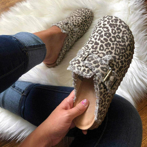 Mocassins en toile à bout rond et talon plat pour femmes, style vintage