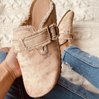 Mocassins en toile à bout rond et talon plat pour femmes, style vintage