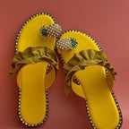 Sandales plates décontractées pour femmes, motif ananas et perles