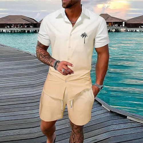 Ensemble short de plage décontracté pour homme, idéal pour les fêtes d'été à la plage.