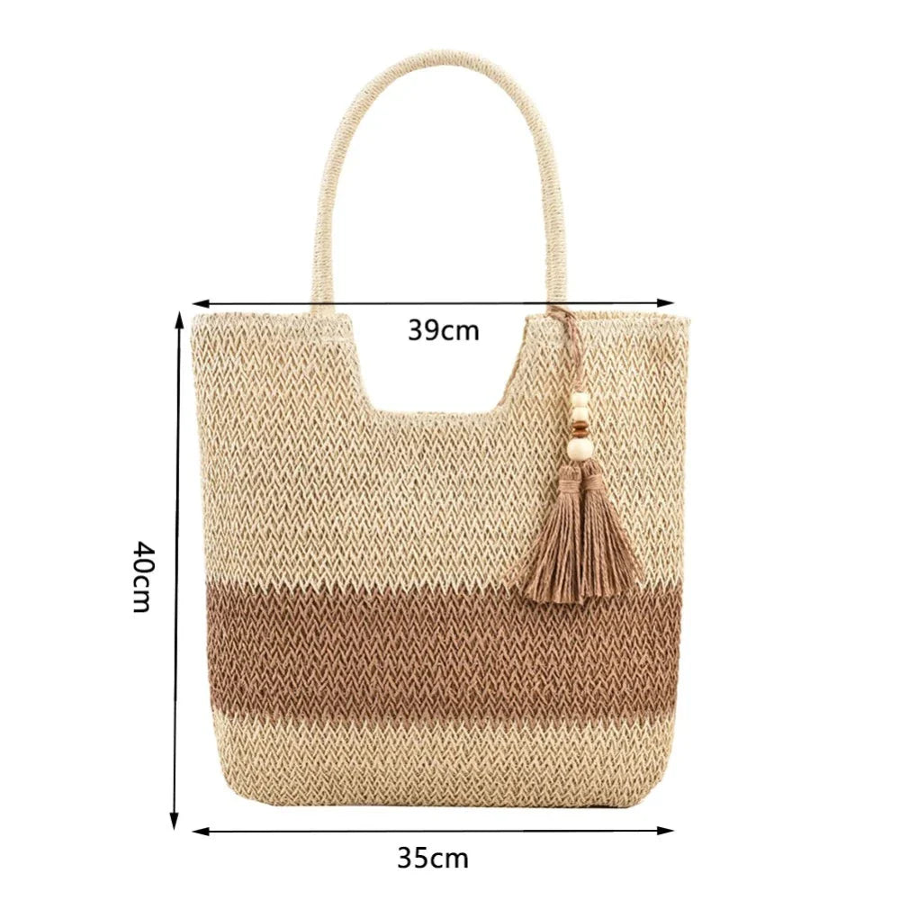 Cabas d'été en paille à bandoulière pour la plage