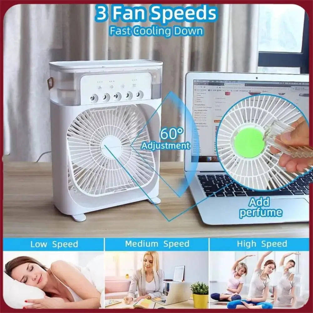 Ventilateur de climatisation 6 pouces avec 3 vitesses, 5 jets et 7 couleurs