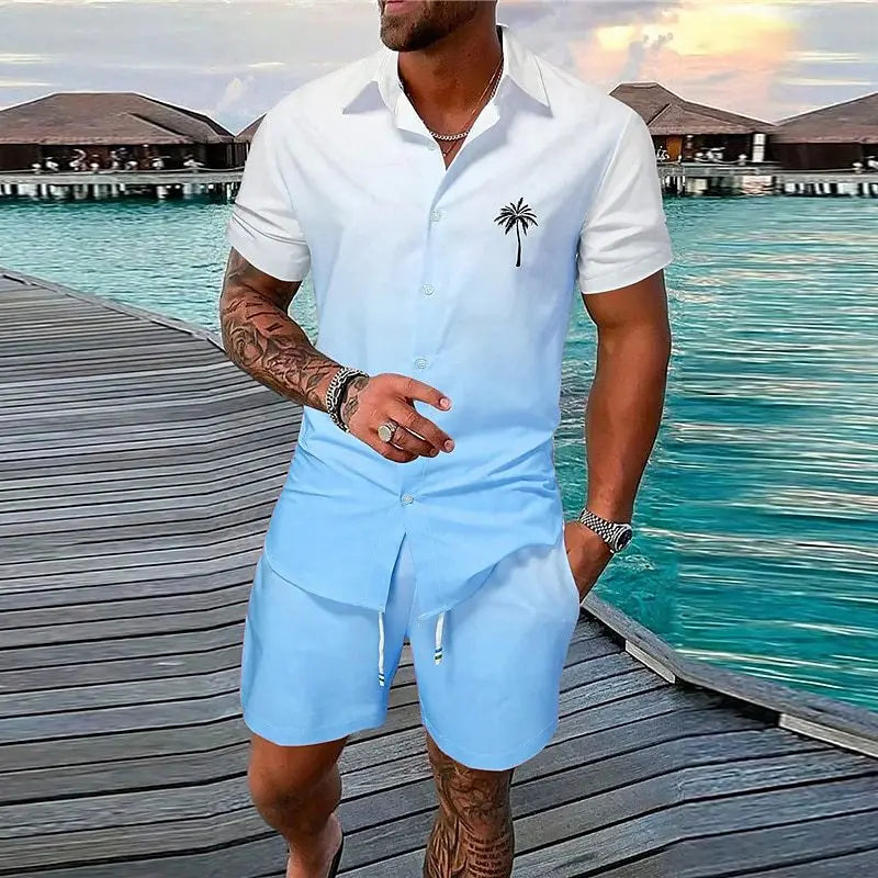 Ensemble short de plage décontracté pour homme, idéal pour les fêtes d'été à la plage.
