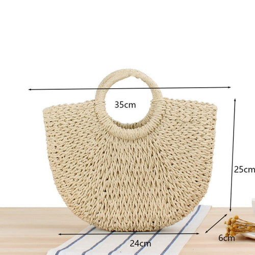 Sac d'été en paille à poignée supérieure et demi-cercle