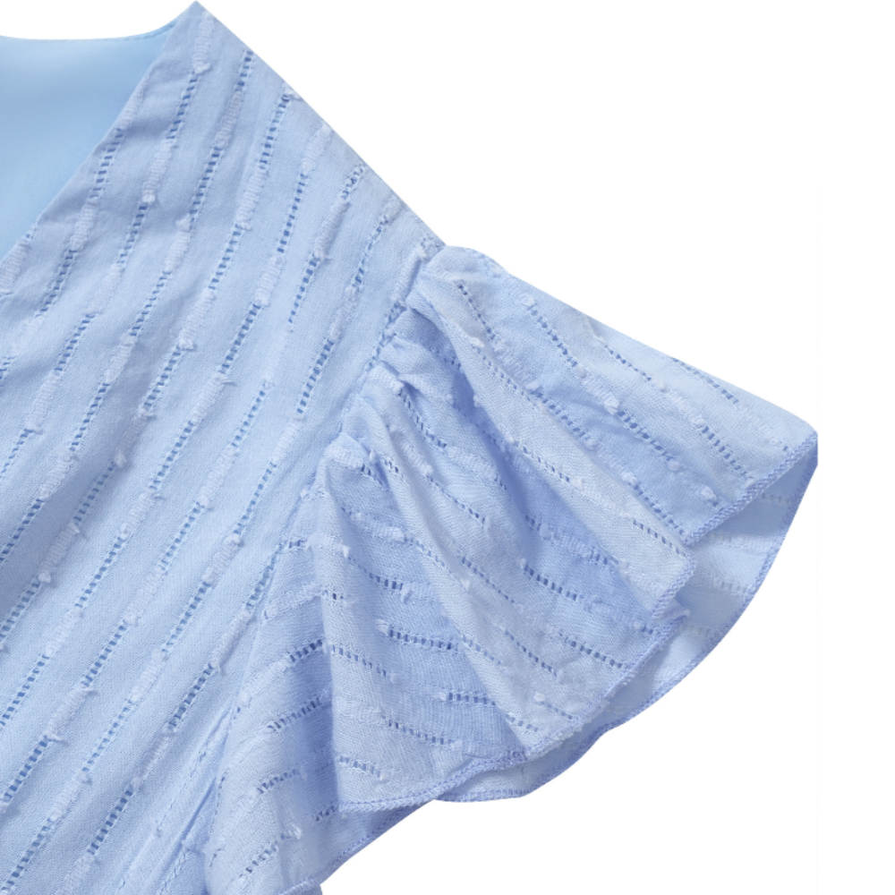 Robe d'été à col V et manches à volants pour femme