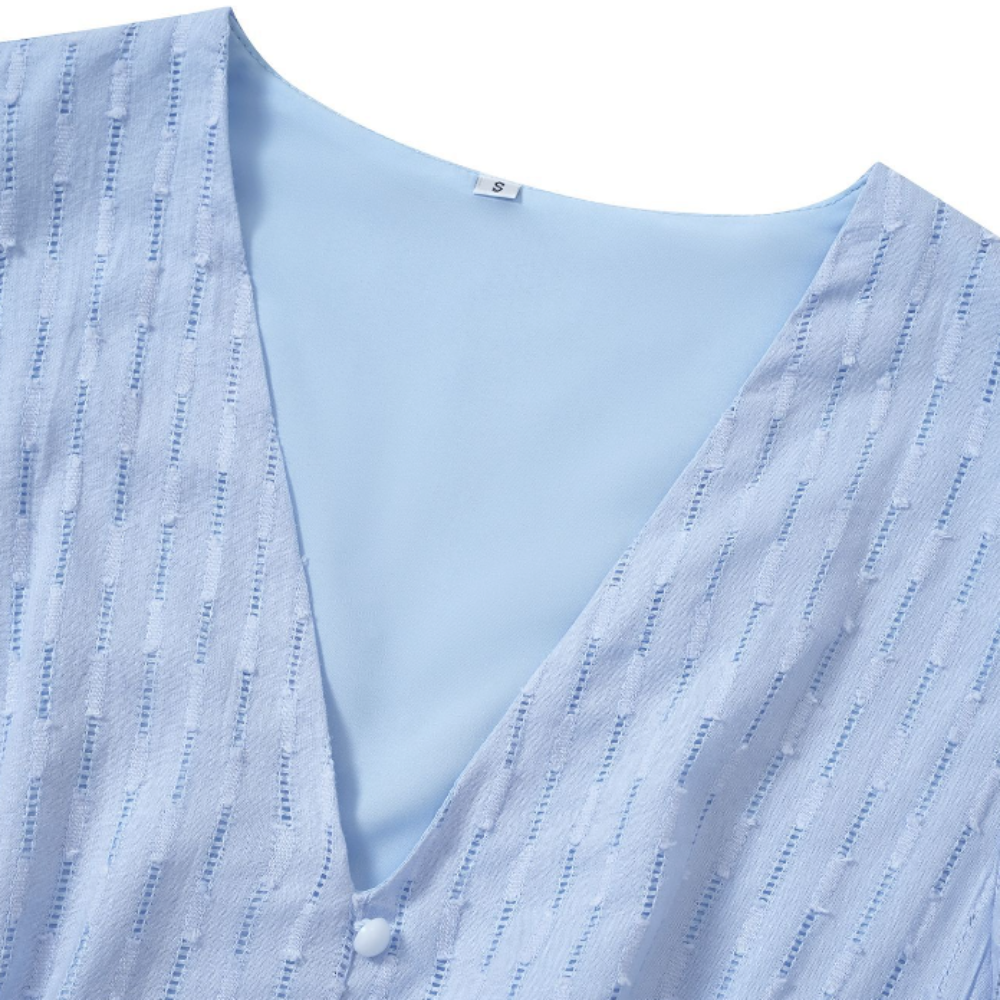 Robe d'été à col V et manches à volants pour femme