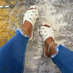 Pantoufles plates d'été décontractées en cuir pour femmes, bleu/rose/beige