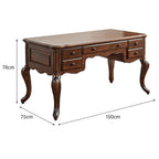 Bureau XL en noyer noir de style rétro américain, entièrement en bois massif, exquis