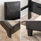 Cadre de lit plateforme rembourré Queen size, montage facile, noir, PU