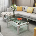 Table basse blanche, table basse transparente, tables d'appoint modernes pour salon, mobilier de salon