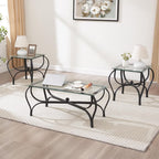 Ensemble de table basse 3 pièces en verre trempé
