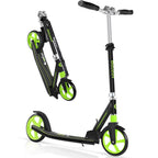 Trottinette BELEEV V5 pour enfants à partir de 6 ans, trottinette pliable à 2 roues pour adultes et adolescents, guidon réglable en 4 positions, grandes roues de 200 mm, trottinette sportive et urbaine légère, supportant jusqu'à 100 kg (vert)