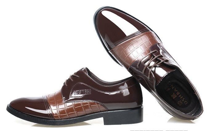 Chaussures pointues en cuir à motif crocodile pour hommes