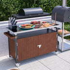 Chariot de barbecue d'extérieur avec plateau en acier inoxydable