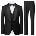 Costume smoking 3 pièces pour homme, veste à revers châle à un bouton, coupe ajustée, idéal pour mariage ou bal de promo, blazer, gilet et pantalon, noir, taille XXL.