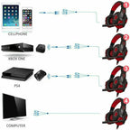 Casque de jeu 3,5 mm avec micro, LED et basses surround stéréo pour PC, PS4 et Xbox One