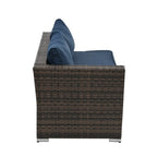 Mobilier de patio, mobilier d'extérieur, mobilier saisonnier en résine tressée, ensemble de 4 meubles en résine tressée avec table basse en verre trempé