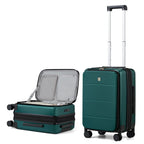 Valise cabine extensible MILADA 22 x 14 x 9 pouces, approuvée par les compagnies aériennes, à coque rigide et ouverture sur le dessus, conforme aux normes TSA, avec roulettes, 20 pouces, couleur vert foncé.