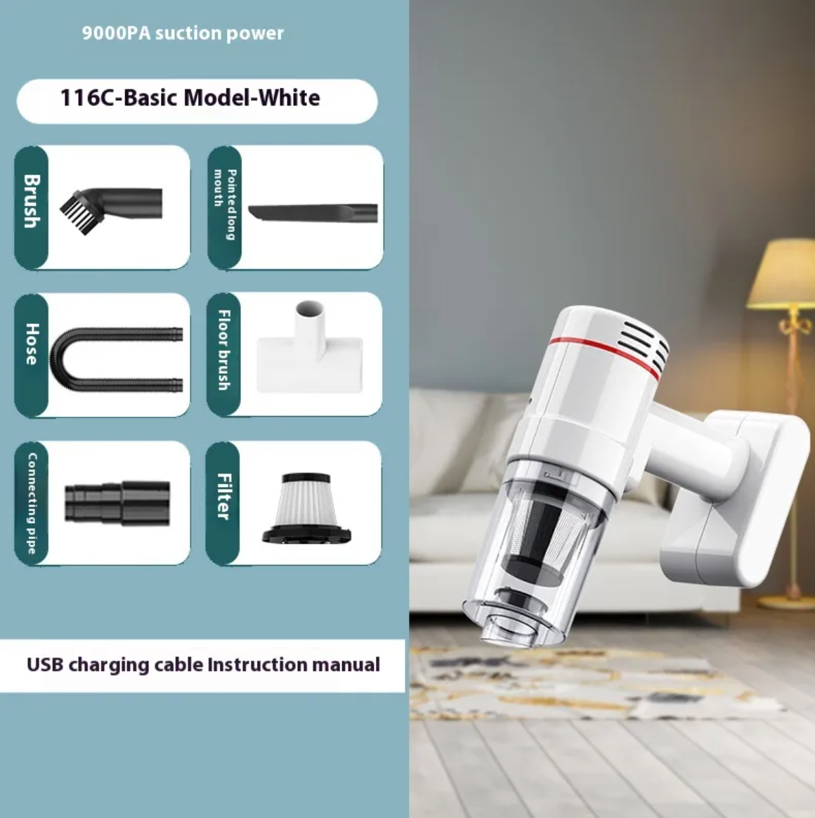 Aspirateur de voiture sans fil portatif