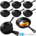 ENSEMBLE DE 10 MINI POÊLES EN FONTE, PETITE POÊLE EN FONTE NOIRE, MINI PLAQUE À GRILLER, POÊLES EN FONTE, MINI POÊLE À FRIRE, ENSEMBLE EN FONTE AVEC BROSSE À HUILE POUR CUISINE INTÉRIEURE/EXTÉRIEURE DE RESTAURANT (ROND)