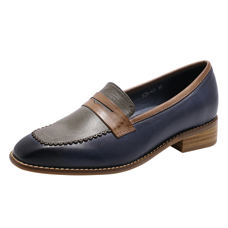 Chaussures plates en cuir style rétro anglais