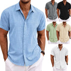 T-shirt ample à manches courtes en lin uni pour homme