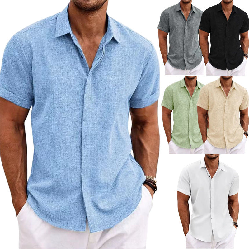 T-shirt ample à manches courtes en lin uni pour homme