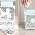 Humidificateur d'air avec ventilateur USB rafraîchissant, veilleuse LED et brumisateur d'eau