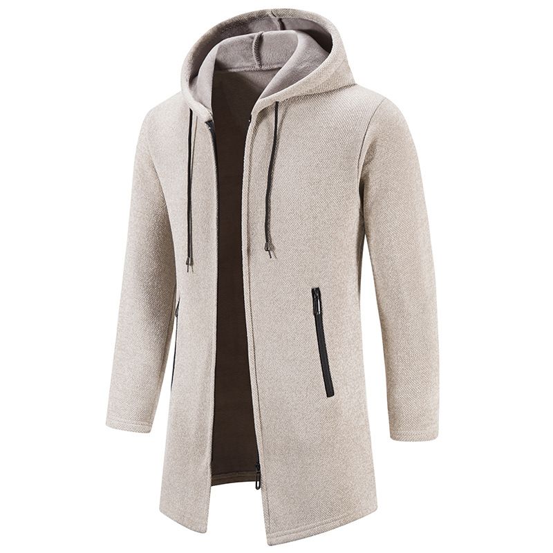 Gilet cardigan à capuche en velours tricoté pour homme