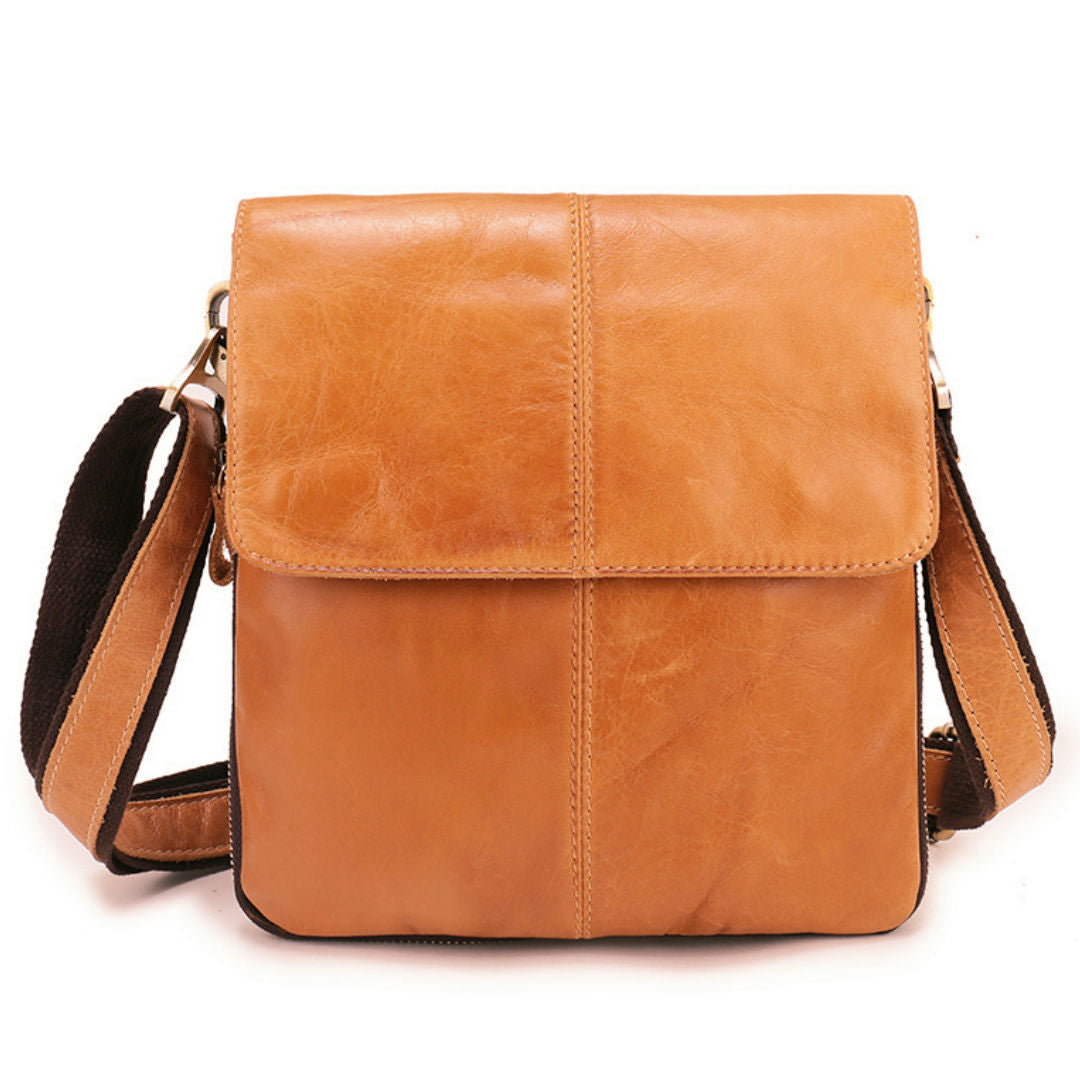 Sac bandoulière décontracté pour homme en cuir de vachette pleine fleur