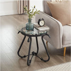 Ensemble de 2 tables basses en verre trempé avec table basse décorative et table d'appoint ronde