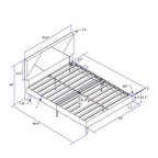 Cadre de lit plateforme rembourré Queen-size, soutenu par des barres en bois, facile à assembler, gris