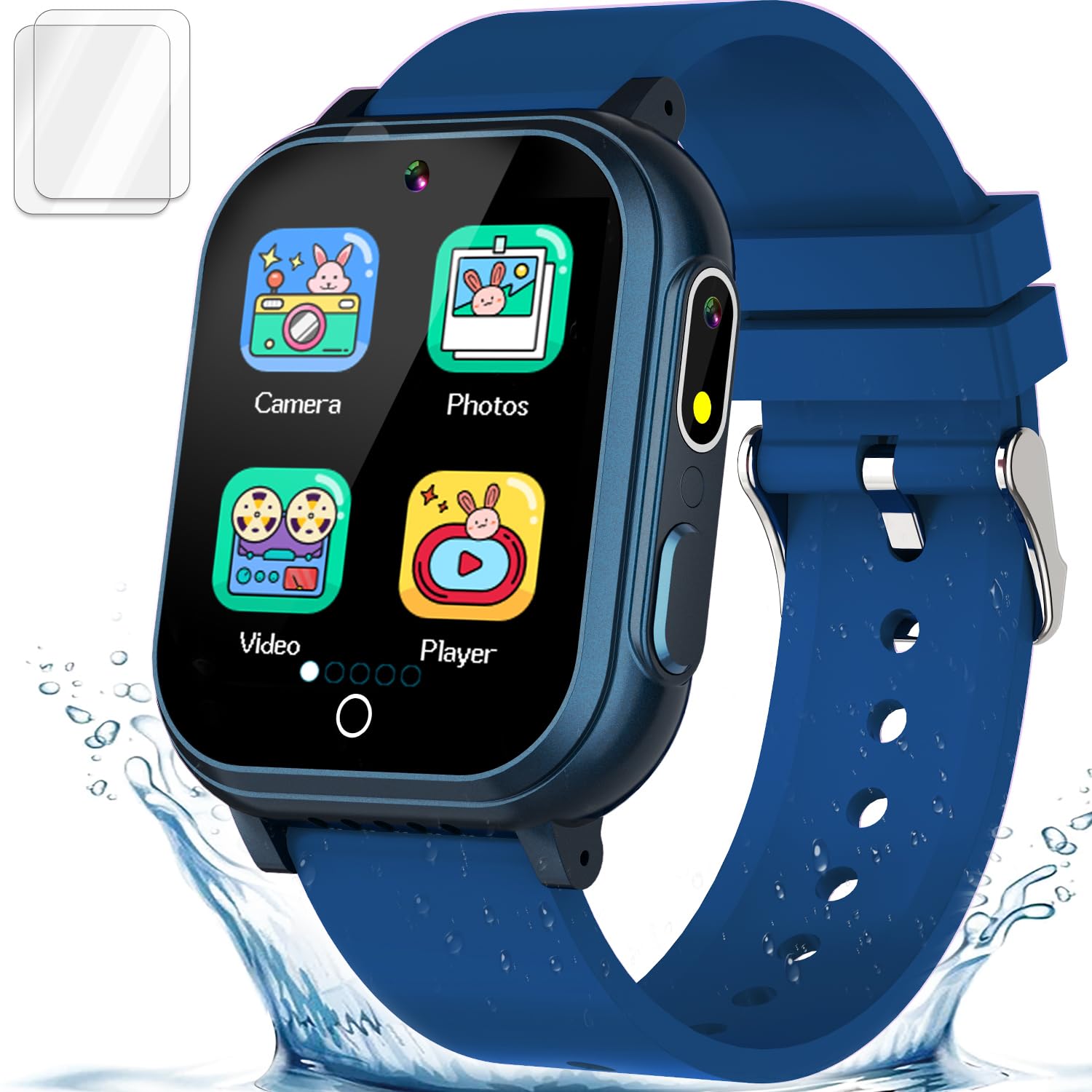 Montre connectée pour enfants, cadeau idéal pour les garçons de 3 à 12 ans. Étanche IP67, elle propose 32 jeux de puzzle, un écran tactile HD, une double caméra vidéo, un podomètre et un lecteur de musique. Cadeau d'anniversaire parfait pour les garçons d